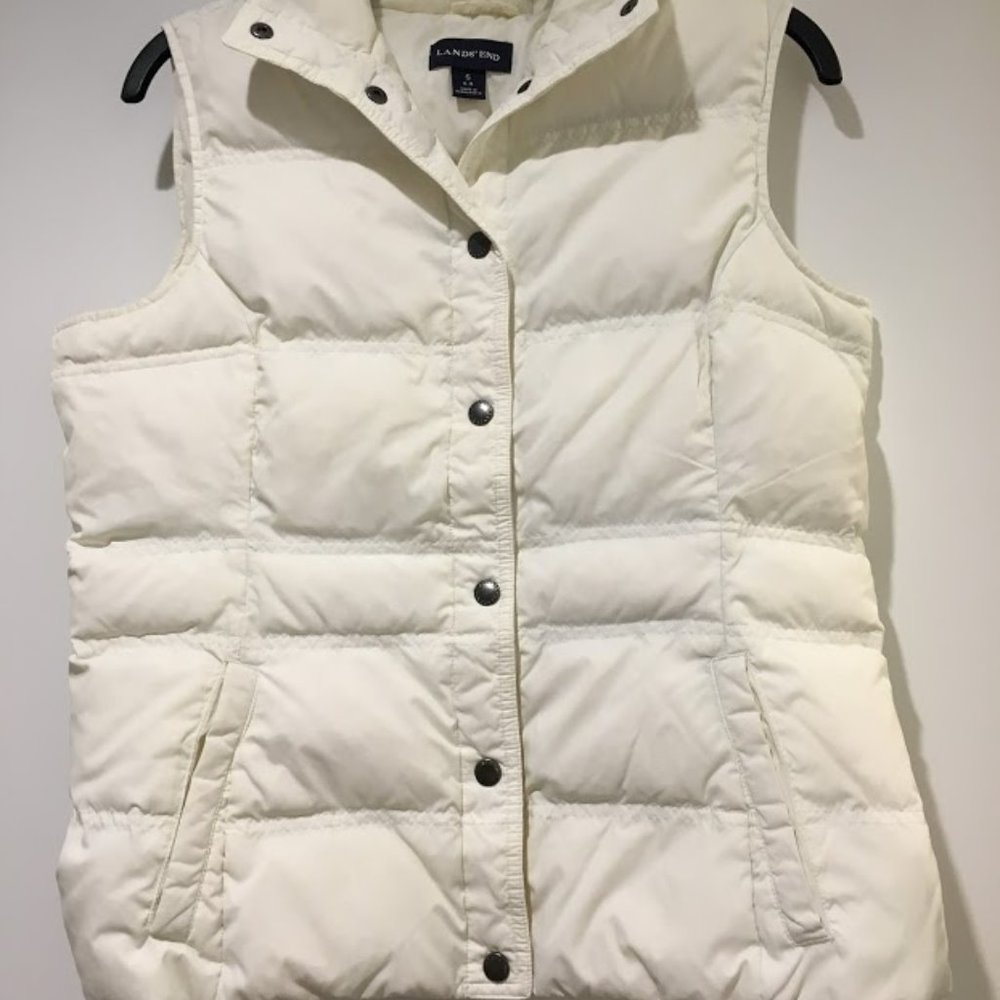 Lands' End Sleaveless Puffy Jacket White Size S